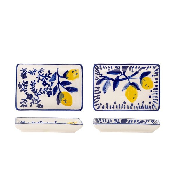 Set di piatti da dolce bianchi/blu in gres 2 pz Maxima – Bloomingville