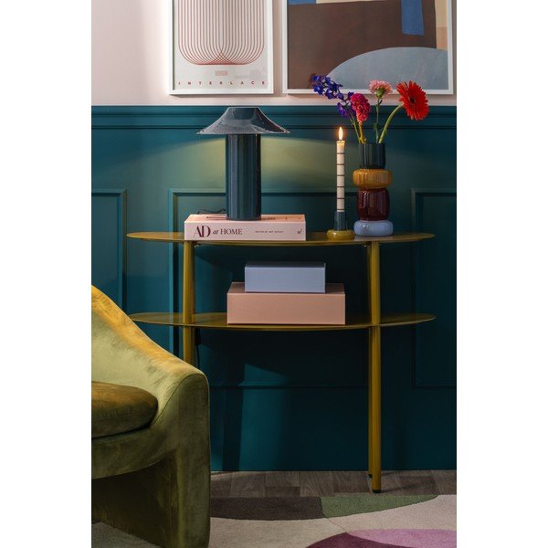 Tavolo consolle color kaki in metallo 28x90 cm Paris – Leitmotiv-image-1