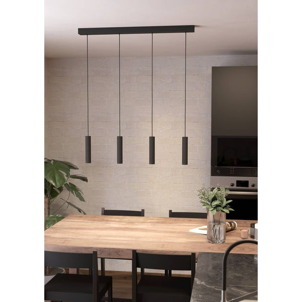 Lampadario LED nero con paralume in metallo ALMUDAINA – EGLO-image-1