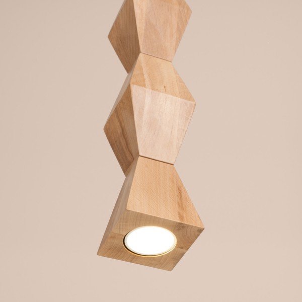 Lampadario di colore naturale in faggio massiccio ø 8 cm Cubo – Sollux-image-2