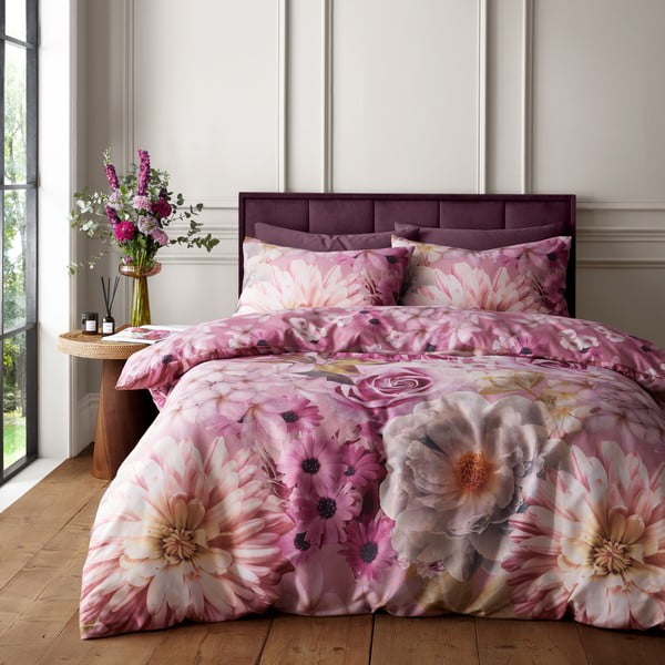 Set copripiumino e federa rosa per letto matrimoniale e per letto esteso 230x220 cm Rosemoor Floral – RHS-image-1