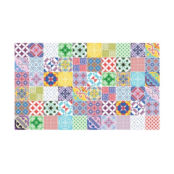 Set di 60 adesivi murali Piastrelle artistiche vintage, 10 x 10 cm - Ambiance-image-2