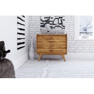 Cassettiera bassa in legno di quercia 100x90 cm Retro - The Beds