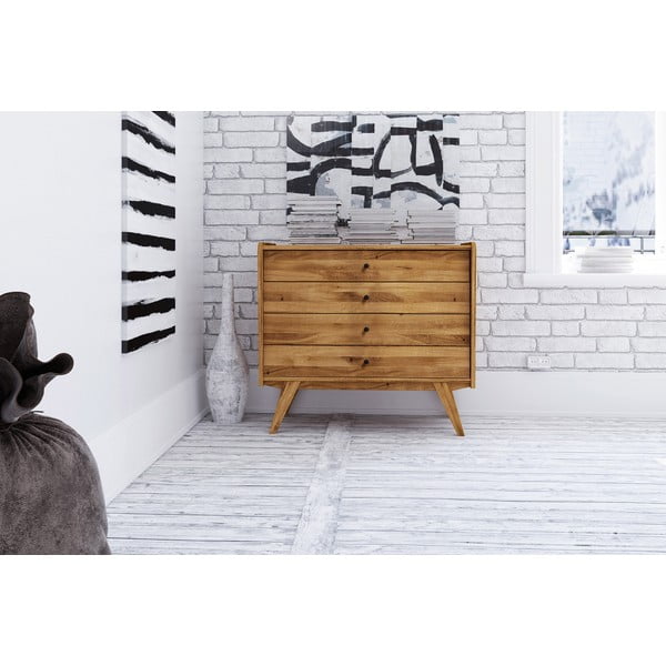 Cassettiera bassa in legno di quercia 100x90 cm Retro - The Beds-image-1