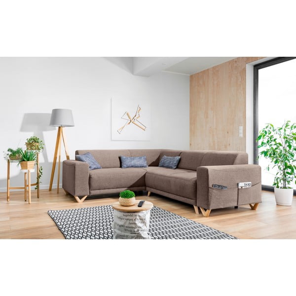 Divano angolare marrone allungabile e con contenitore (con penisola a sinistra/a L) Classy Sophie – Miuform-image-3