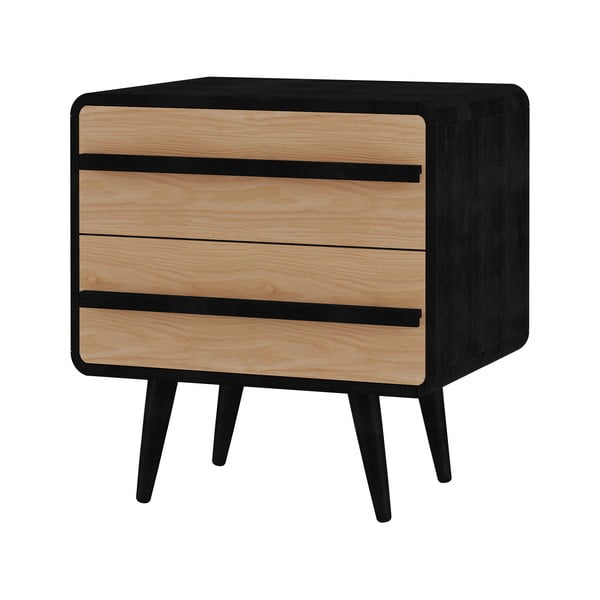 Comodino in colore naturale con motivo in nero Chantal - Støraa-image-1