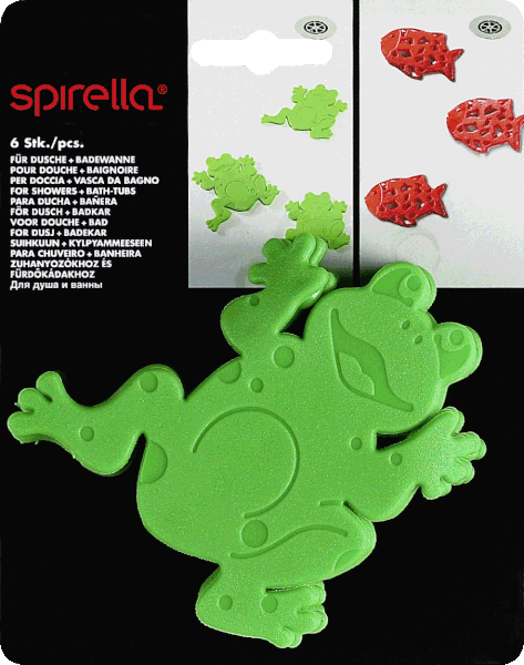 Set di tappetini antiscivolo per bambini 6 pz per la vasca 12x11 cm Frogtime – Spirella-image-2