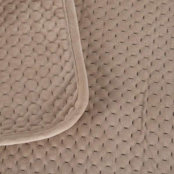 Copriletto beige in velluto con rivestimento trapuntato 240x260 cm – Ixia-image-1