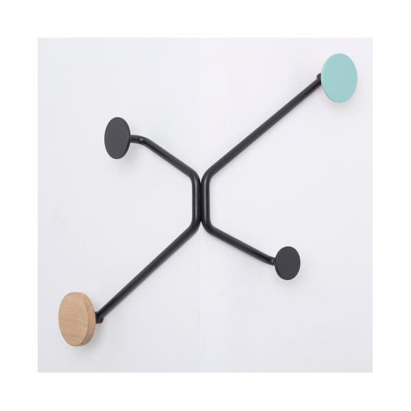 Appendiabiti da parete nero per angolo esterno con dettaglio verde menta Hook - Gazzda-image-2