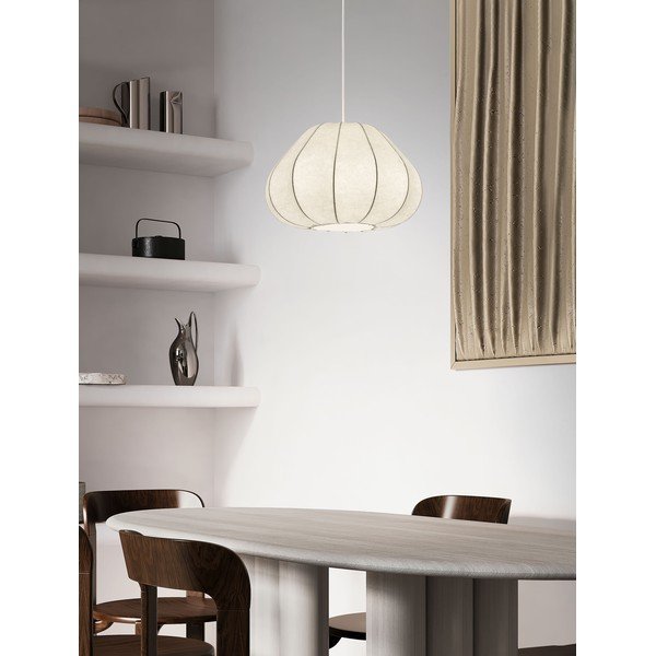 Lampadario bianco opaco in tessuto ø 50 cm Bora – Nova Luce-image-1