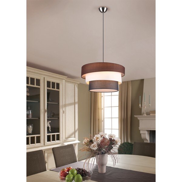 Lampadario grigio/marrone con paralume in tessuto ø 45 cm Ibis – Trio-image-1