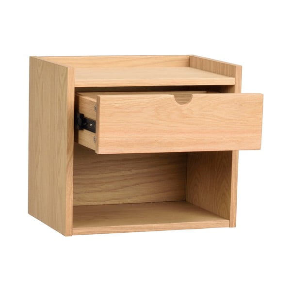 Comodino sospeso con ripiani in legno di quercia in colore naturale Hillmond - Rowico-image-2