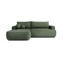 Divano angolare verde allungabile (con penisola a sinistra) con rivestimento in bouclé Quinoa – Bonami Selection