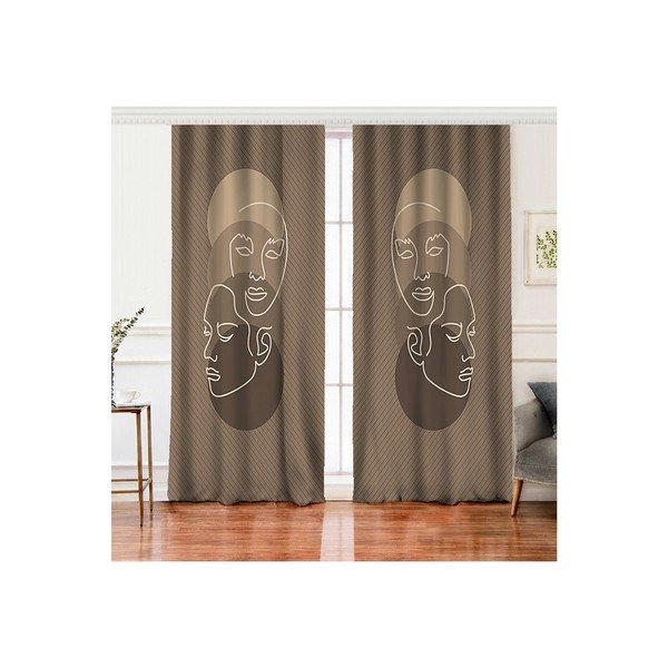 Set di 2 tende marroni in misto cotone , 140 x 260 cm - Minimalist Home World
