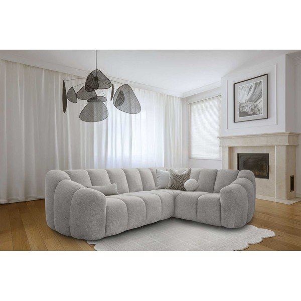 Divano angolare grigio chiaro (con penisola a destra/a L) Shell – Miuform-image-2