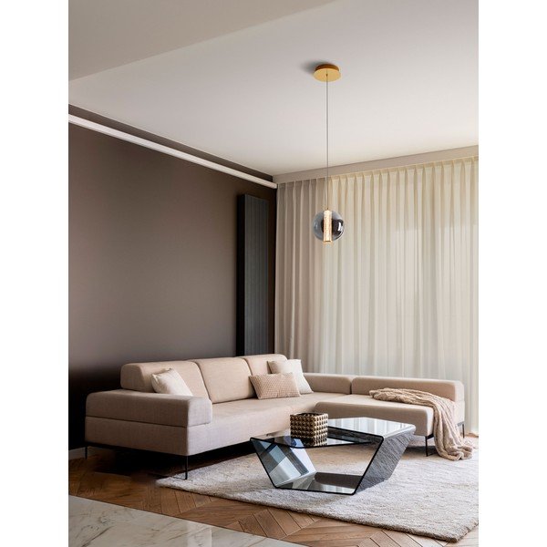 Lampadario LED grigio in metallo con paralume in vetro ø 22 cm Navi – Nova Luce-image-1