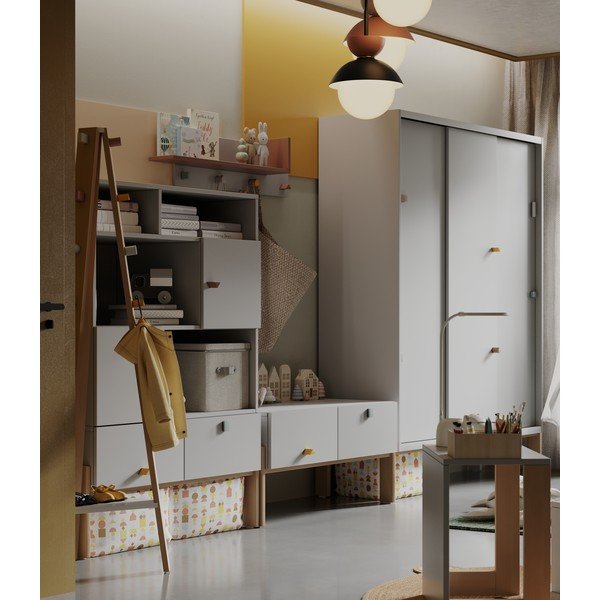 Appendiabiti per bambini in legno di faggio grigio chiaro/naturale Cube - Pinio-image-2