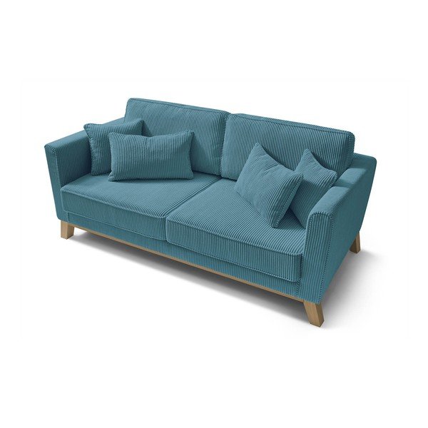 Divano turchese con rivestimento in velluto a coste 186 cm – Bobochic Paris-image-4