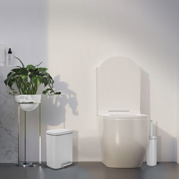 Cestino per la spazzatura bianco opaco in acciaio con pedale 5 l   Akira – Spirella-image-4