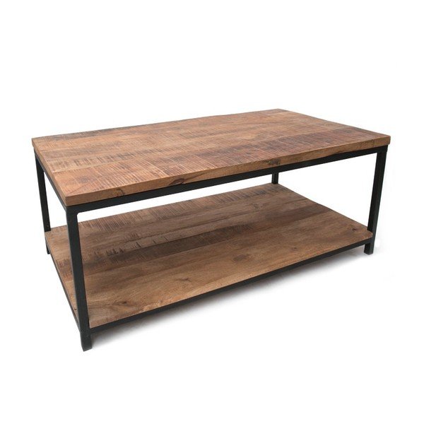 Tavolino nero con piano in legno di mango Vintage XXL - LABEL51-image-2