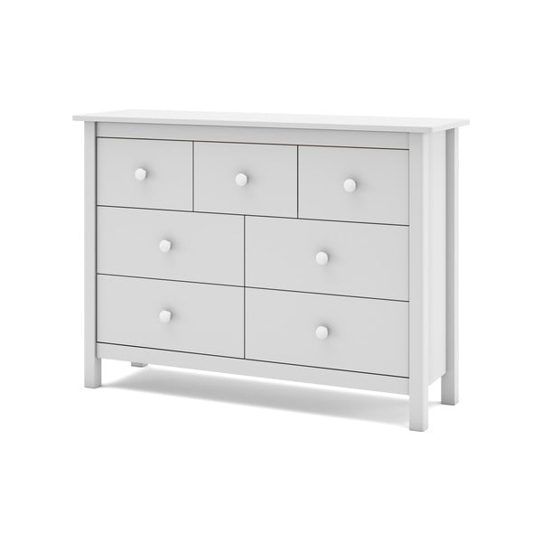 Cassettiera bassa bianca per bambini in legno di pino 110x80 cm Max - Marckeric-image-4