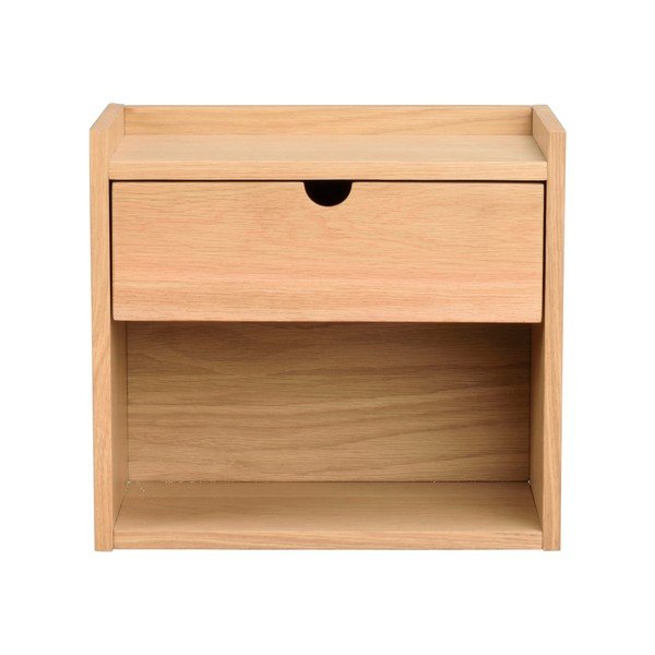 Comodino sospeso con ripiani in legno di quercia in colore naturale Hillmond - Rowico