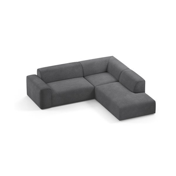 Divano angolare in velluto a coste antracite, 260 cm, angolo destro Karen - Marie Claire Home-image-3
