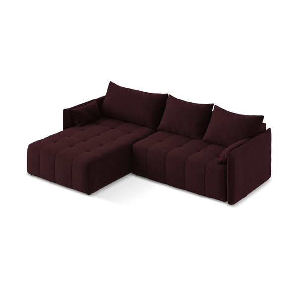 Divano angolare burgundy allungabile/con contenitore (con penisola a sinistra/con chaise lounge) Moku – Makamii-image-2