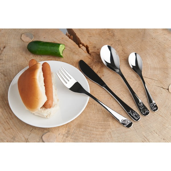 Posate per bambini in acciaio inox argento 4 pezzi Forest Animals - Zilverstad-image-1