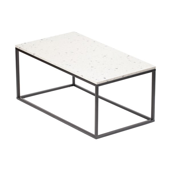 Tavolino con piano in pietra, lunghezza 110 cm Bianco - RGE