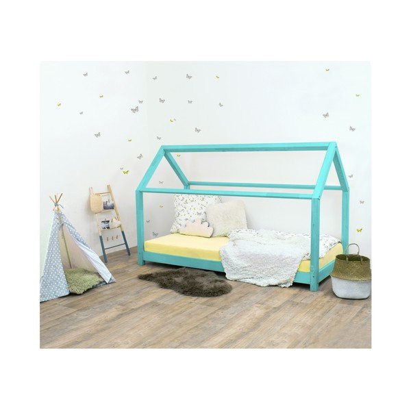 Letto per bambini turchese senza sponde in legno di abete rosso Tery, 80 x 180 cm - Benlemi