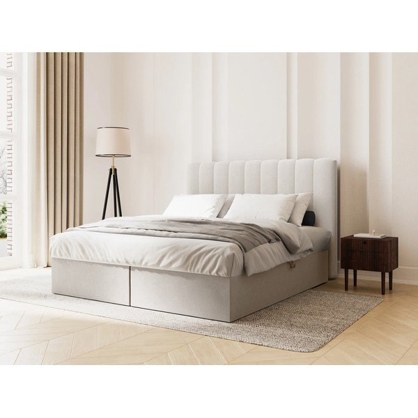Letto boxspring grigio con contenitore 160x200 cm Gina - Milo Casa-image-1