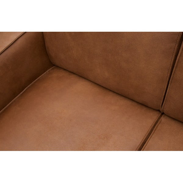 Divano angolare marrone (con penisola a destra/a L) con rivestimento in finta pelle Statement – WOOOD-image-1