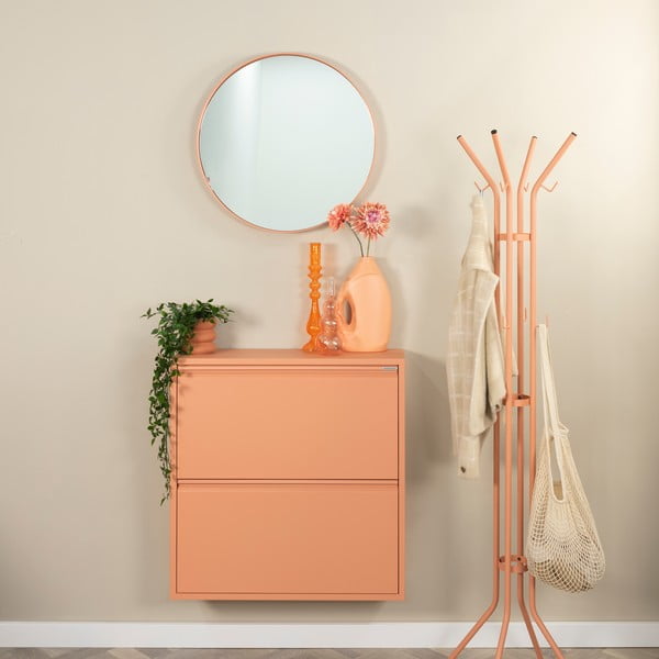 Scarpiera color salmone in metallo con ante ribaltabili 75x77,5x22,5 cm Billy – Spinder Design-image-1