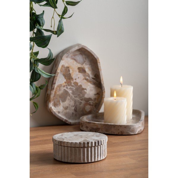 Scatola decorativa marrone chiaro in pietra ø 15x6 cm Marble – PT LIVING-image-1