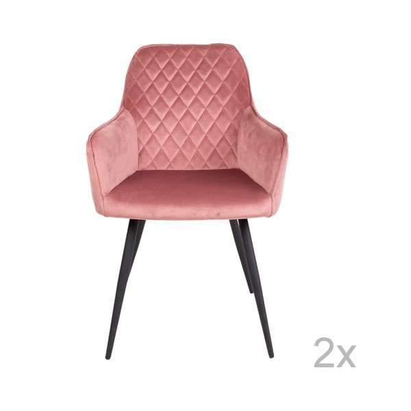 Sada 2 růžových sametových jídelních židlí House Nordic Harbo