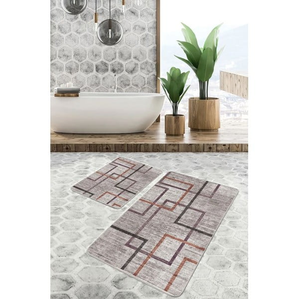 Set di tappetini per il bagno grigi in velluto 2 pz 60x100 cm – Mila Home-image-2