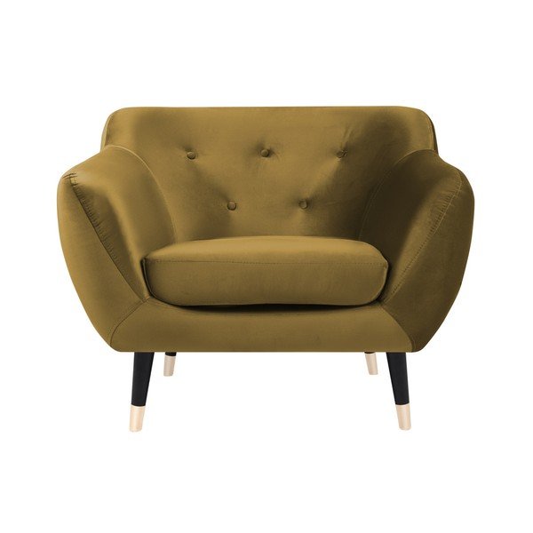 Poltrona giallo senape con gambe nere Amelie - Mazzini Sofas