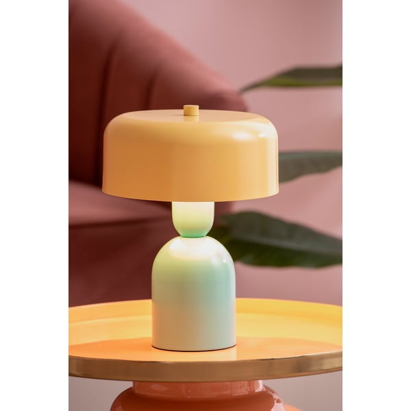 Lampada da tavolo gialla/turchese (altezza totale 24 cm) Double Funky – Leitmotiv-image-1