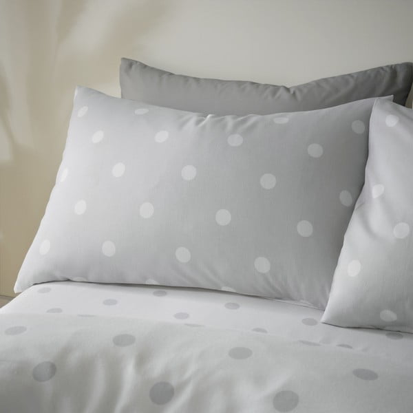 Biancheria da letto singola bianca e grigio chiaro 135x200 cm - Catherine Lansfield-image-3