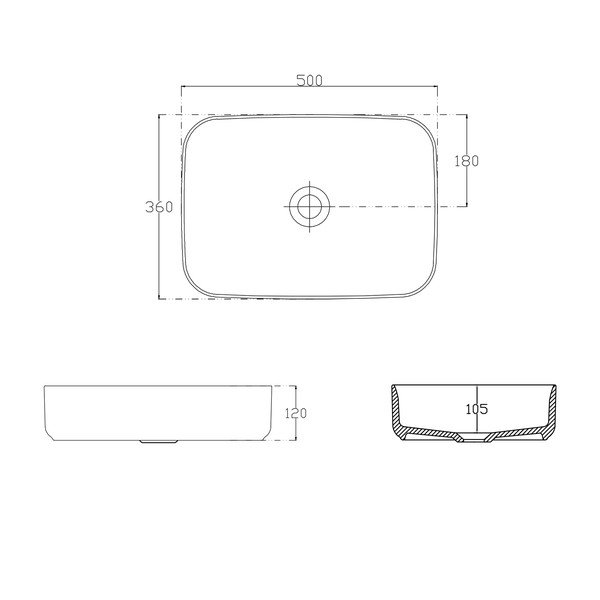 Lavabo in ceramica bianca , 50 x 36 cm Infinity Rectangle - Sapho-image-3