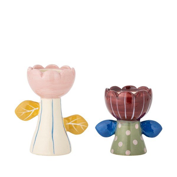 Portacandele in set in gres per lumino 2 pz Florita – Bloomingville