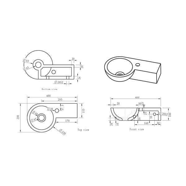 Lavabo nero in pietra 40x23 cm Blok – Sapho-image-4