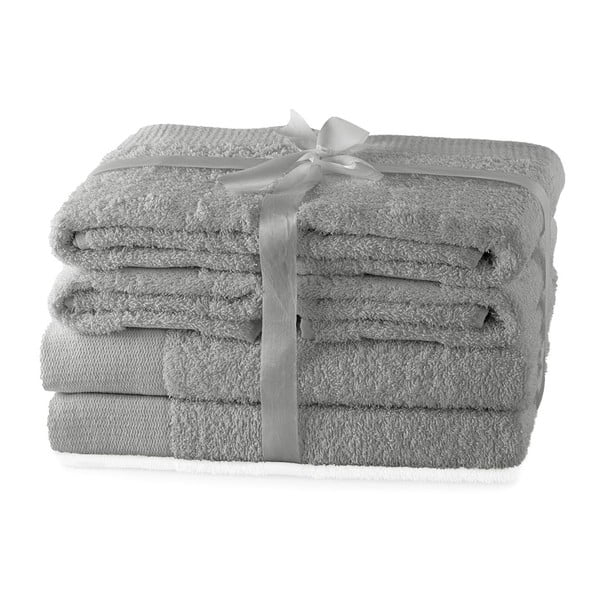 Asciugamani e teli da bagno in spugna di cotone grigio in un set di 6 pezzi Amari - AmeliaHome
