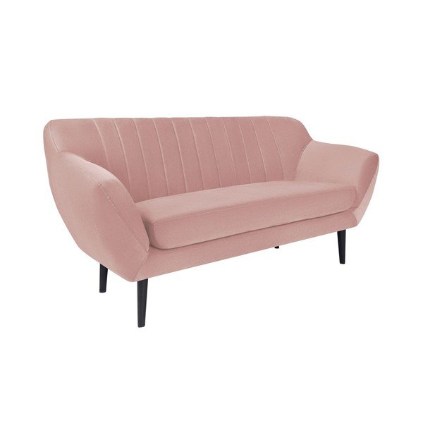 Divano rosa chiaro per due Toscane, gambe nere - Mazzini Sofas-image-1