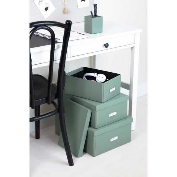 Scatola con coperchio color foglia di tè in cartone 34,5x45x18,5 cm Katrin Canvas Paper Laminate – Bigso-image-3