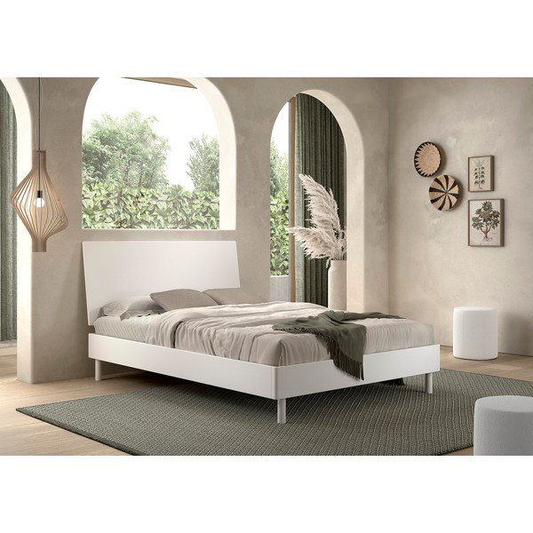 Letto matrimoniale bianco in faggio massiccio con rete inclusa 140x200 cm Forrest – Vipack-image-1
