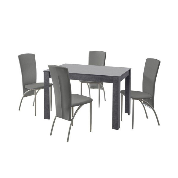 Set di tavolo e 4 sedie da pranzo Lori Nevada Slate Light Grey - Støraa