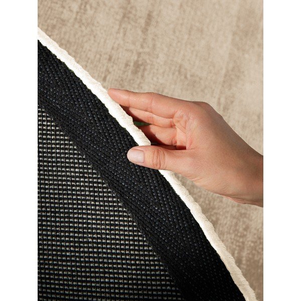 Tappeto rotondo avorio in viscosa tessuto a mano ø 120 cm Noemi – Vikosa-image-3