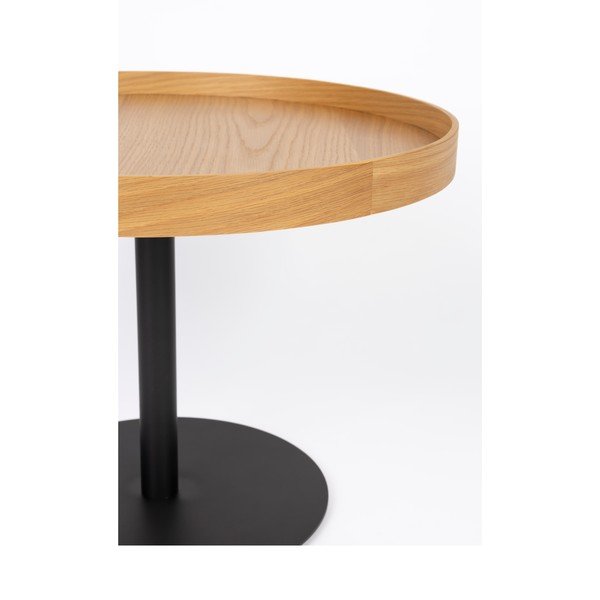Tavolino da salotto rotondo di colore naturale con piano effetto rovere ø 56 cm Yuri M – White Label-image-2